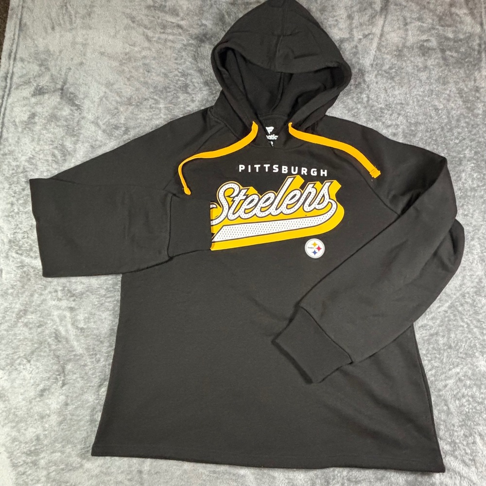Fanatics Pittsburgh Steelers Womens Hoodie Black Gold Graphic Sweatshirt NFL